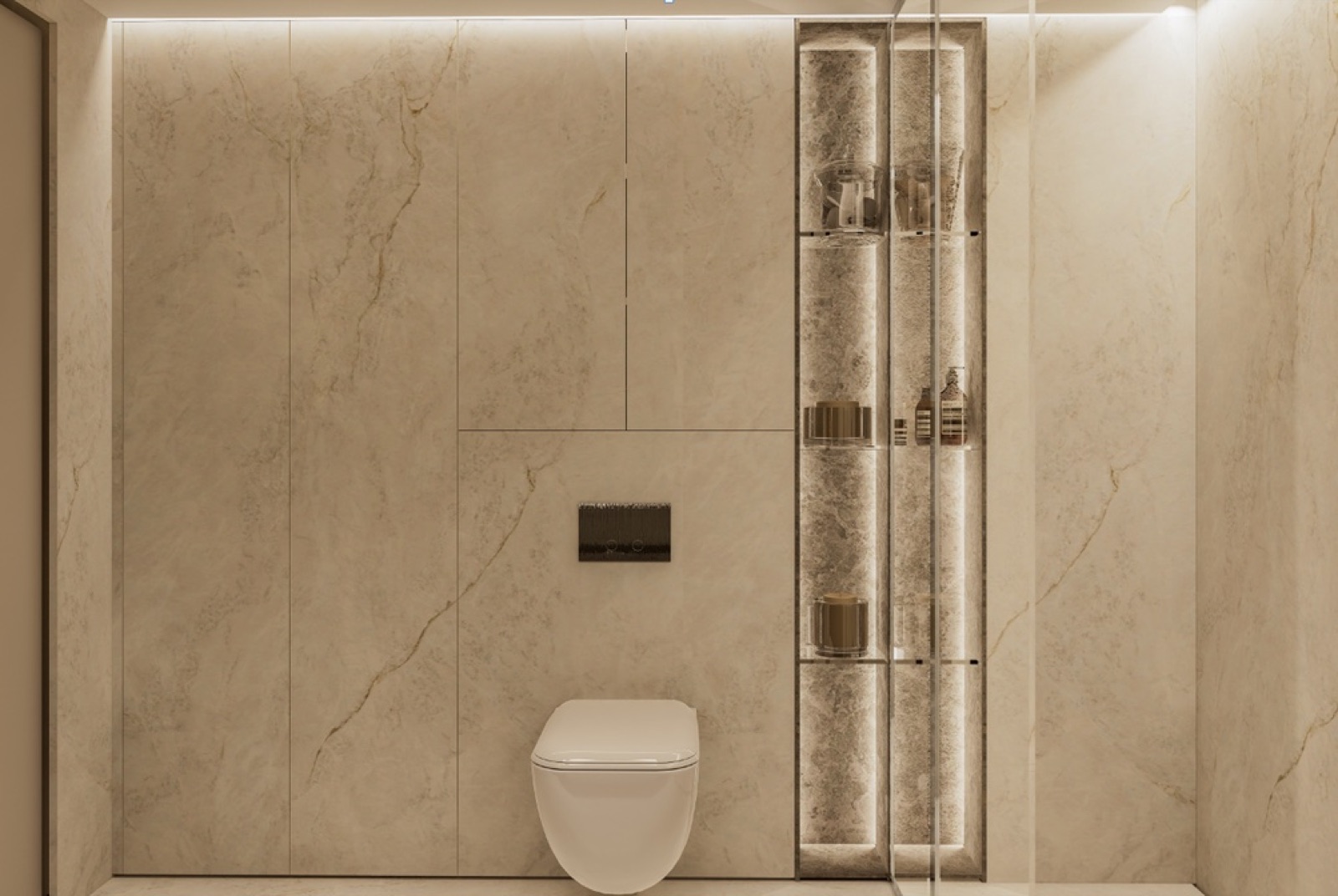 Second bathroom shelving detail