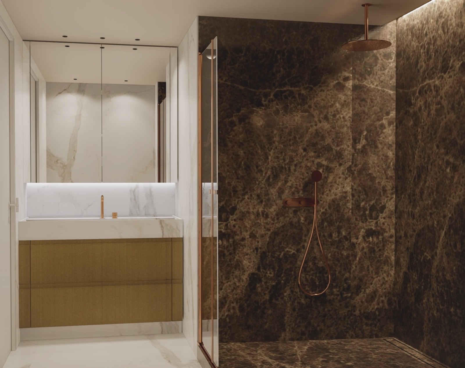 Third bathroom dark Emperador vanity