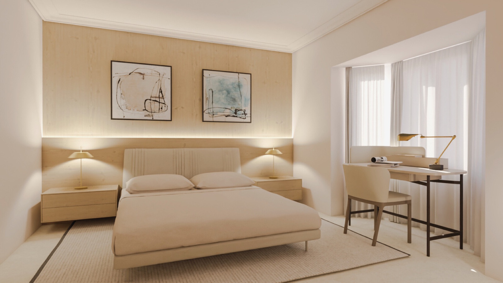 Bedroom two workspace in bay window