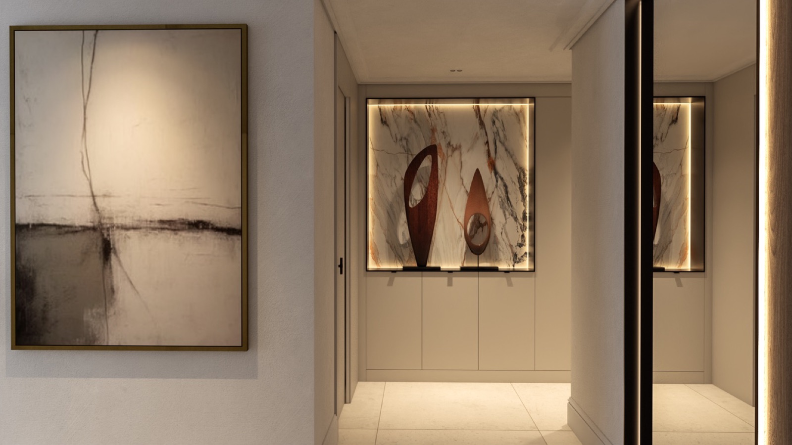 Entrance hall with marble sculpture niche