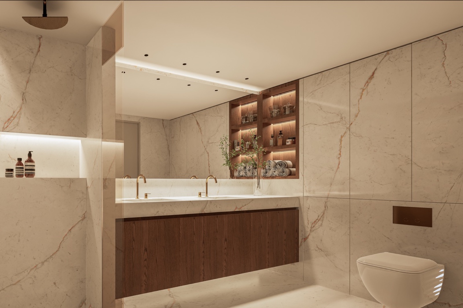 Master bath lit niche